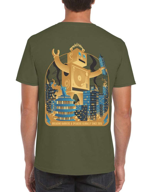 Robot Designs - Golden Robot Records Breaking Barriers Tee (2021 Version)