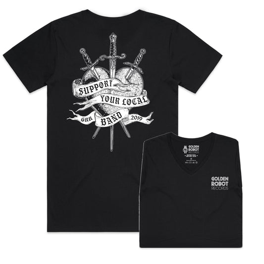 Robot Designs - 'Support Your Local Band' V-Neck Tee (2015 Design)
