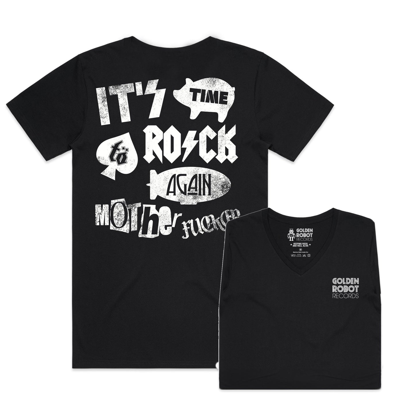 Robot Designs - It's Time to Rock Again Crew Neck Tee (2017 Design)
